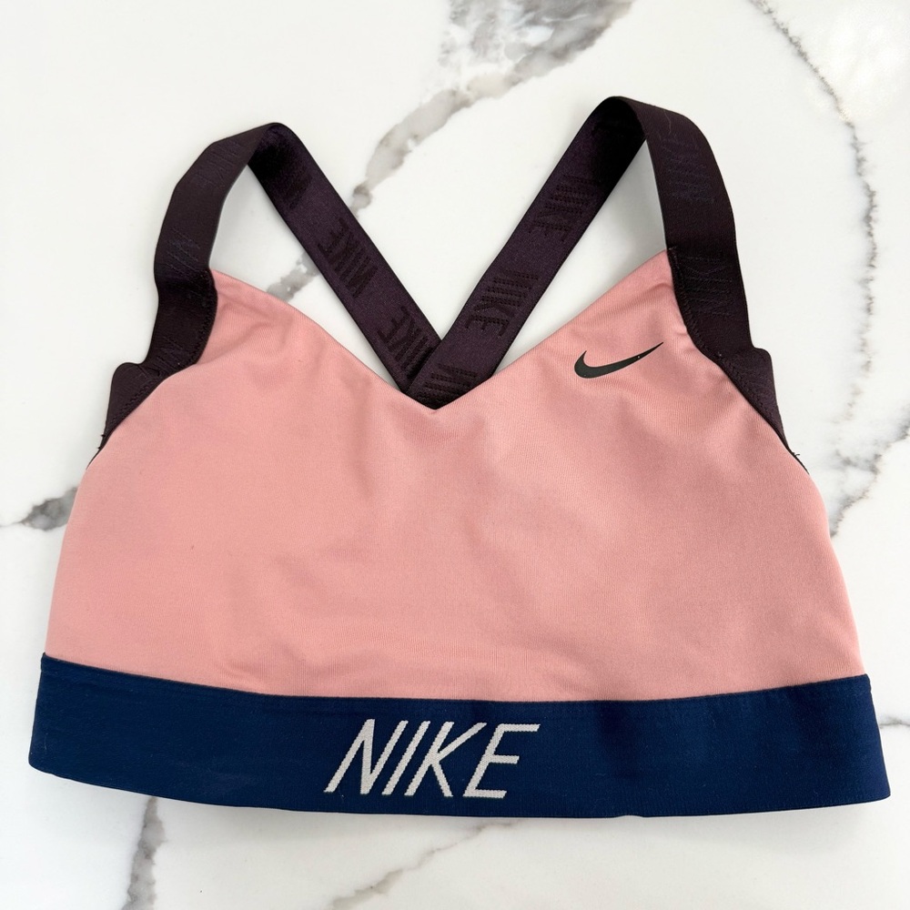 🩷 Nike Logo Straps Pink and Navy Sports Bra